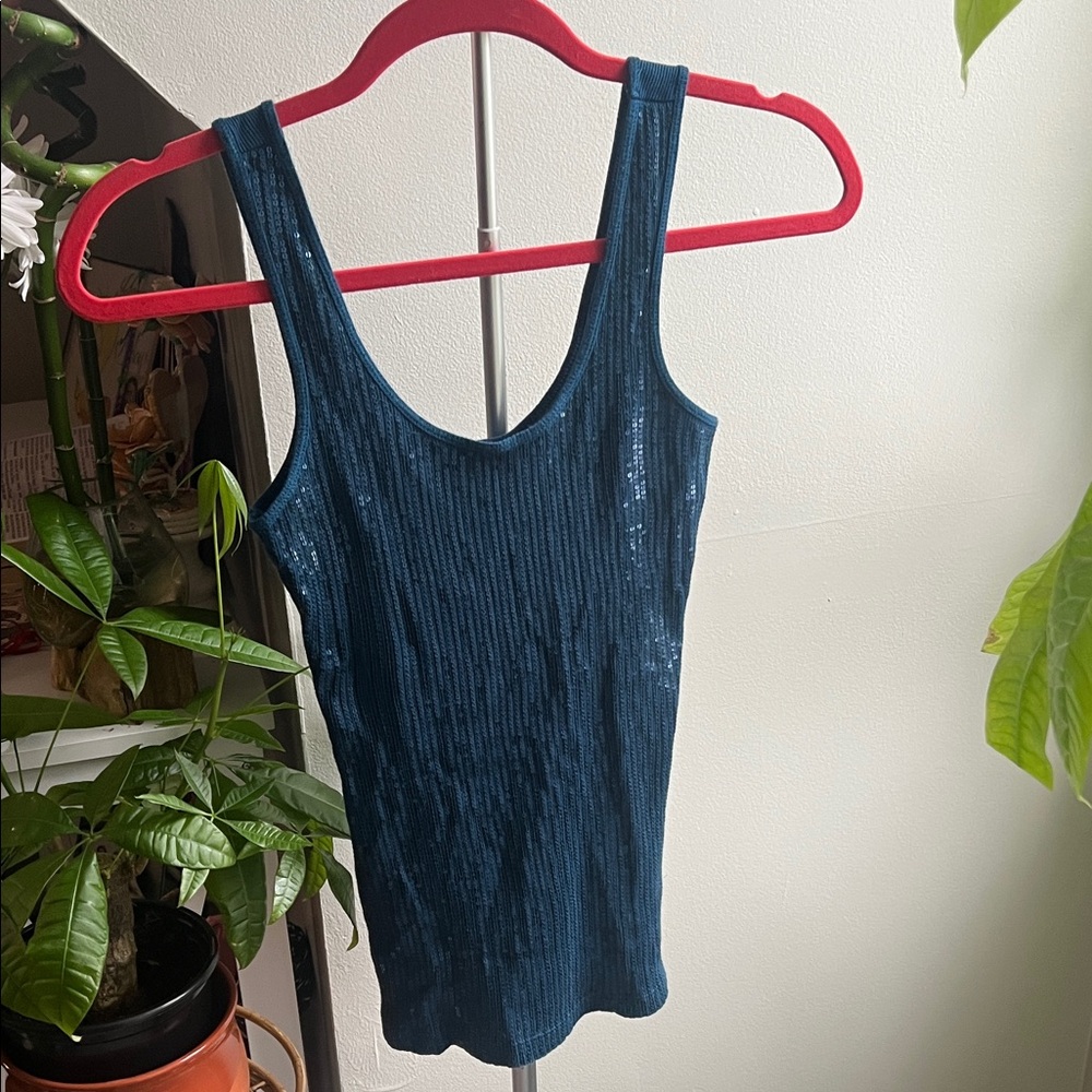 Express Shimmering Teal Tank Top